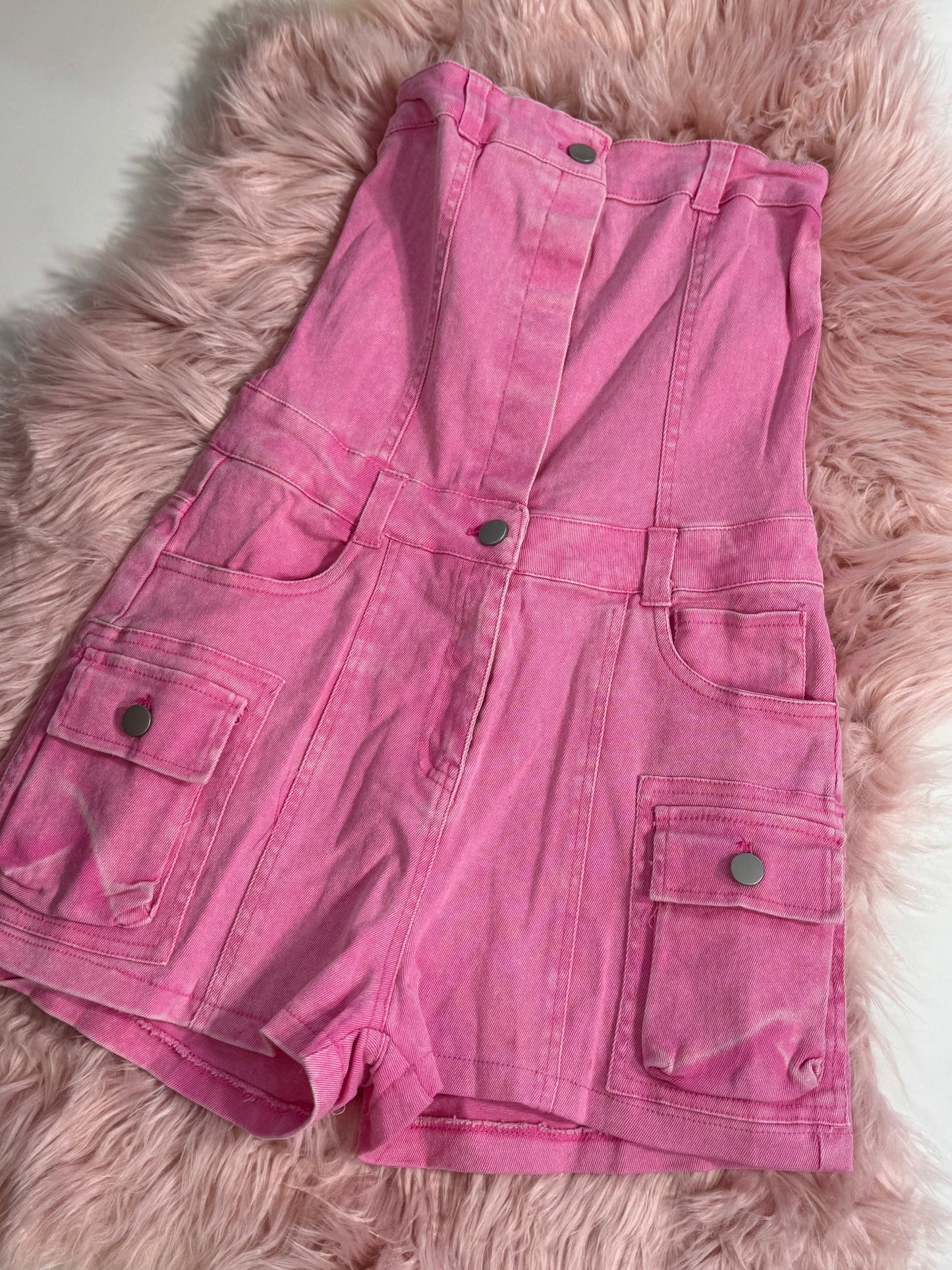 Bubblegum Pink Jean Romper