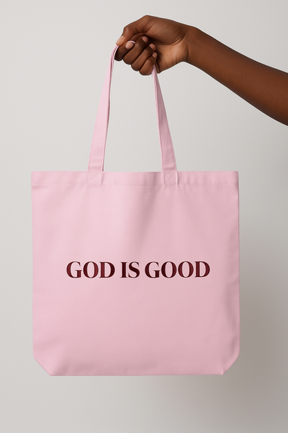 💗 God Is Good Tote Bag – Pink Canvas