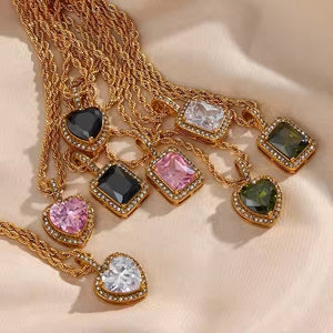Luxury Colorful Heart Pendant Necklace
