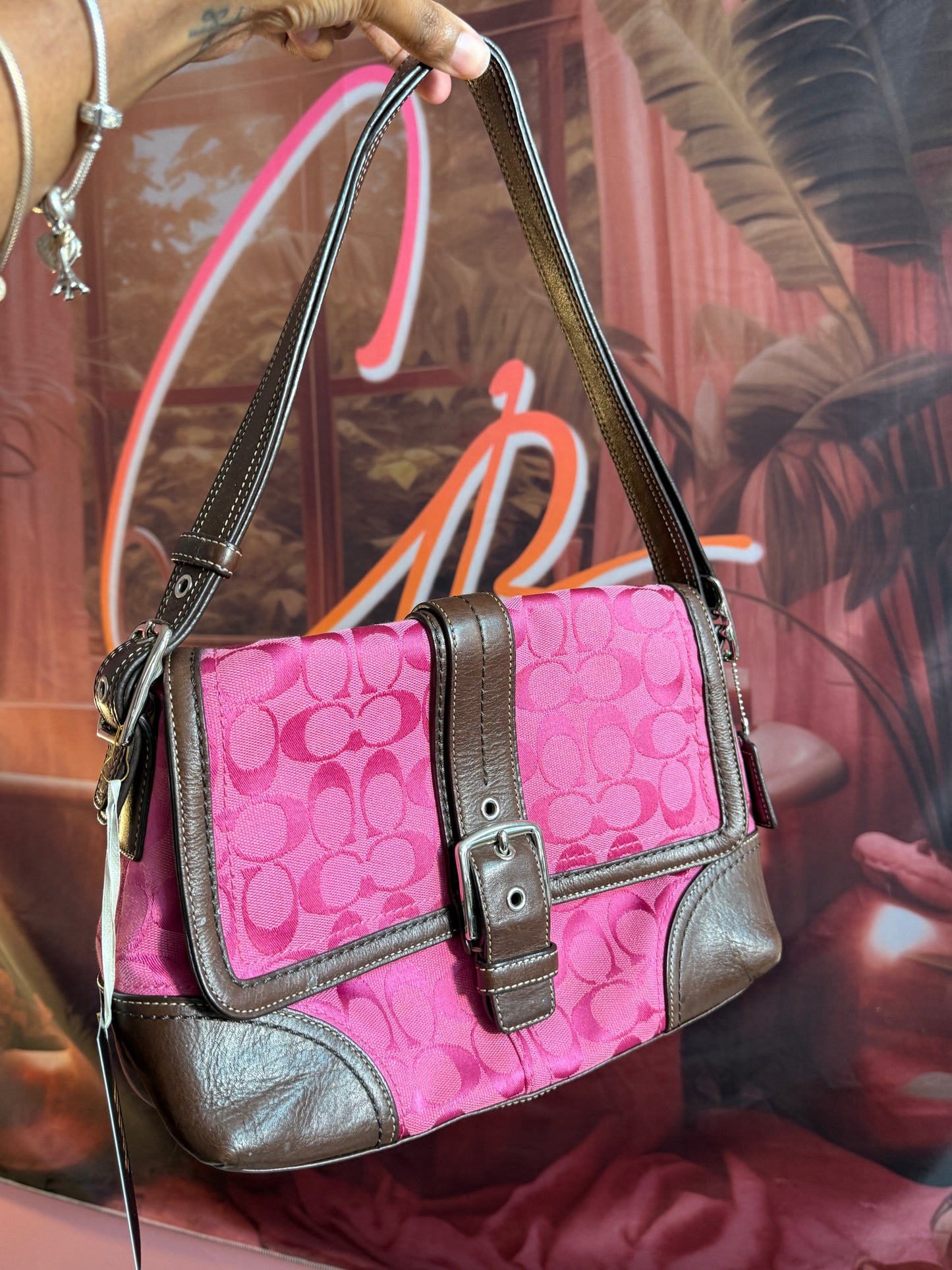 Vintage Coach Pink Signature Shoulder Bag