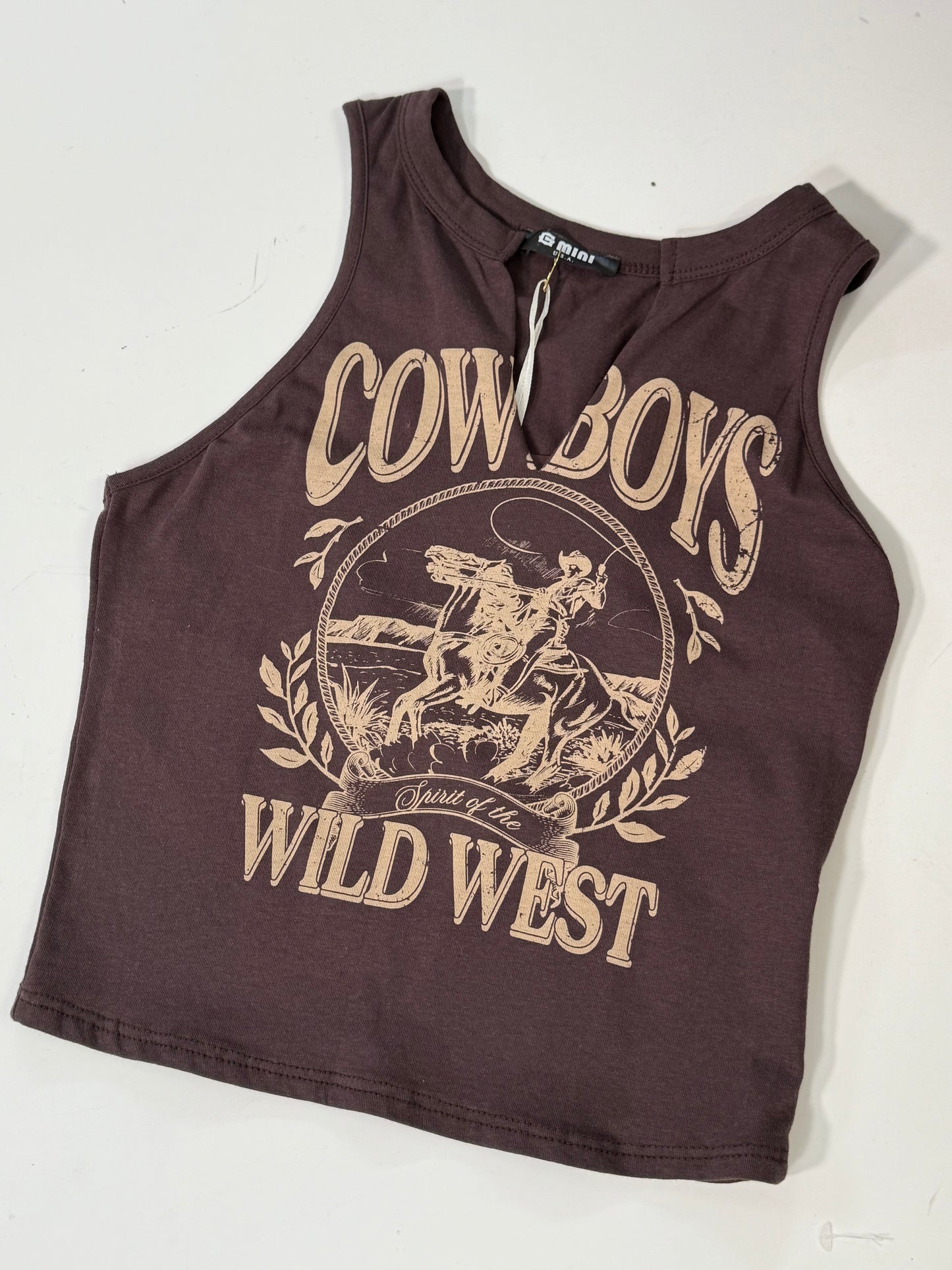“Cowboys of the Wild West” Graphic Crop Tank