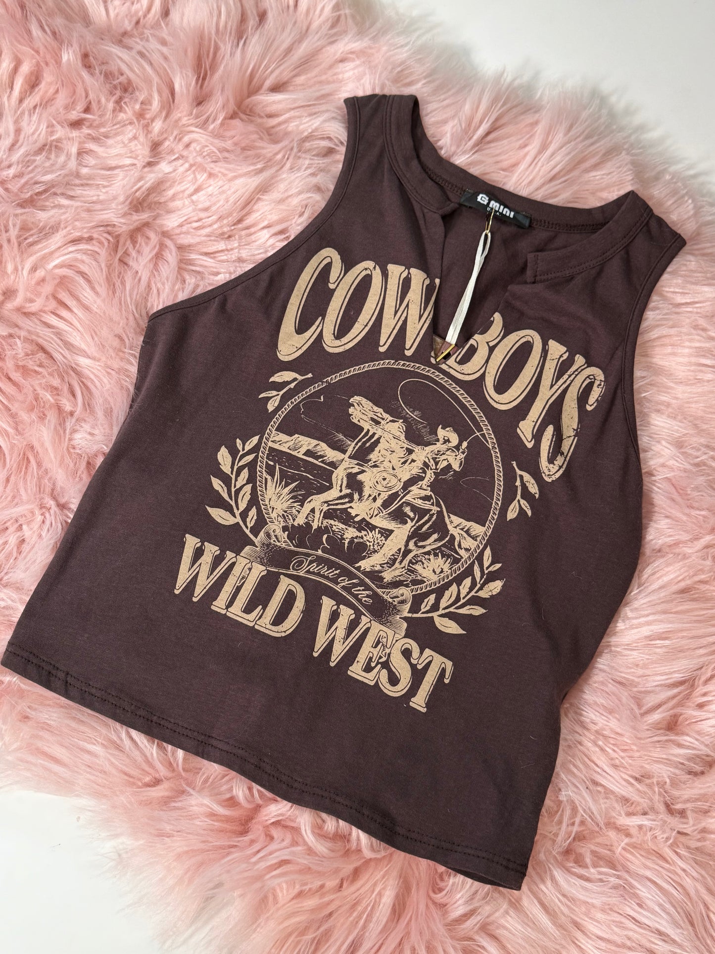 “Cowboys of the Wild West” Graphic Crop Tank