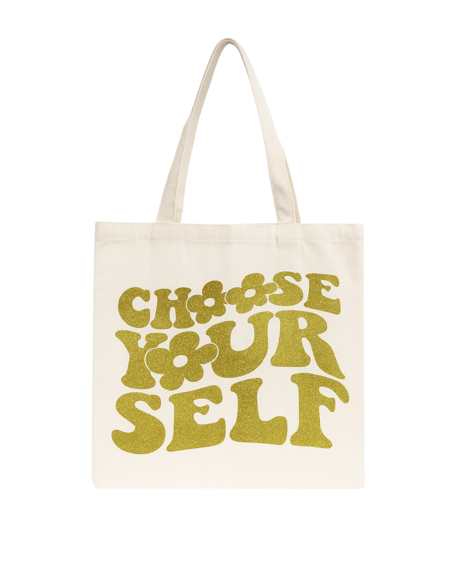 ✨ Choose Yourself Glitter Tote Bag – Canvas Tote