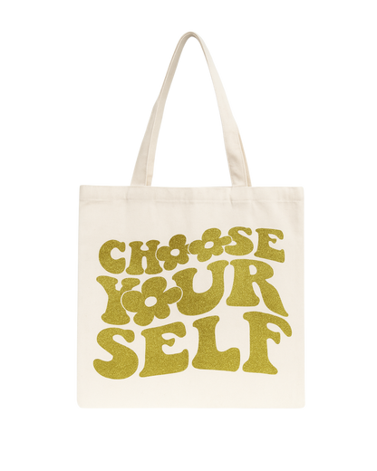 ✨ Choose Yourself Glitter Tote Bag – Canvas Tote