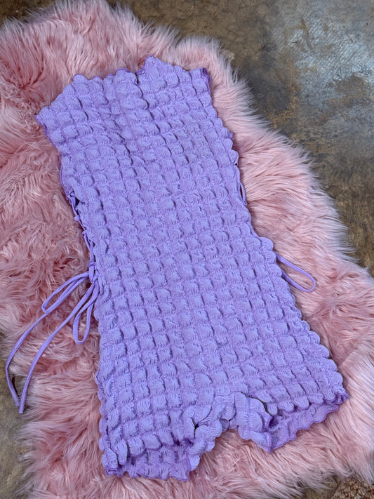 Lavender Textured Scrunch Romper